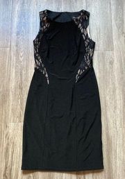 Xscape Black and Nude Lace Bodycon Mini Cocktail Dress Size 6