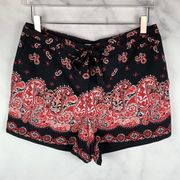 NEW LOFT High Waisted Tie Paisley Handkerchief Midi Shorts Bohemian Hippie 6