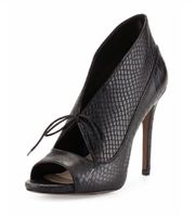 Black Leather Python Women's Steletto Peep Toe Shoes