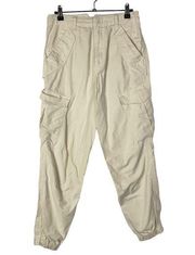 Rag & Bone Cotton Cropped Tapered Cargo Ecru Khaki Pants 27