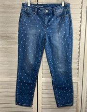 TALBOTS "Flawless" Slim Ankle Jeans w Anchor Design-8P