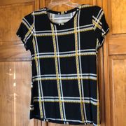 Apt 9 Black & Mustard Plaid Short Sleeve Shirt