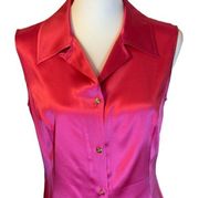 St. John Hot Pink Sleeveless Button Down Blouse