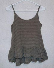 Anthropologie by  Brown Striped Ruffle Hem Cami Tank Top size XS