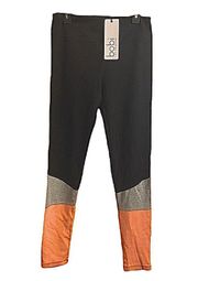NWT black & coral combo color-block tights leggings