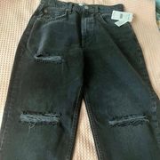 WE THE FREE, FREE POPLE NWT Rugged Black Distressed Jeans Size 27