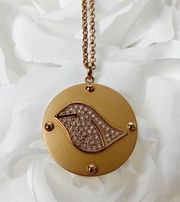 Bronze Rhinestone Bird Pendant Necklace