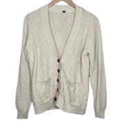 urban outfitters cream beige cable knit sweater cardigan size small