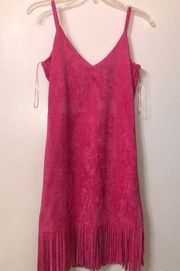 GB fringe suede pink dress