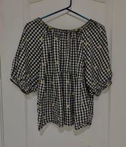 checkered print peplum shirt 