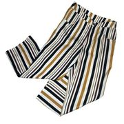 Olivaceous Size Large Linen Blend Straight Leg Pants Retro Mustard Striped