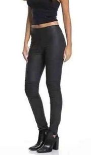 Elan Moto Faux Leather Leggings Pull on Elastic Waist Black Size S NWT