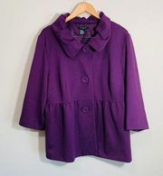 Sandro Purple 3 Button Pea Coat Women's Size 1X