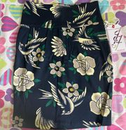 pencil skirt sailors lament sparrows birds Floral Blue Small Nautical