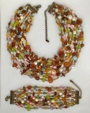 Vintage Lia Sophia "Beaumont" Colorful Multicolored Beaded Necklace and Bracelet