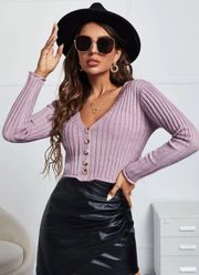 Cropped Button Up Knit Sweater Lilac size S