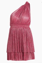 Sabrina Musayev Metallic Pink One Shoulder Dress