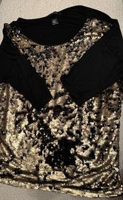 NWOT Ashley Stewart Sequin Blouse ~ Black and Gold~ Plus Size 18/20