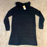 NWT Halogen‎ dark gray ribbed super stretchy cowl neck sweater dress size large