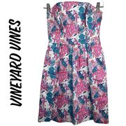 Vineyard Vines Ocean Fish Print Strapless Dress