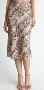 BNWOT Bloomingdale’s Snakeskin Satin Slip Maxi Midi Skirt