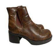 Vintage Y2K Skechers Women's Brown Platform Chunky Heel Booties Size 8