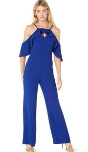 💕TRINA TURK💕 Wide Leg Ruffle Jumpsuit Blue