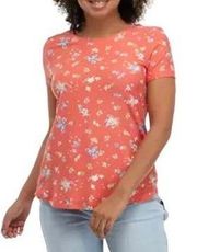 Womens Planet Gold Plus Ditsy Peach Floral Soft Spun Tee Shirt - Sz 2X