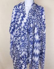 Michael Stars Vintage  Batik Blue White Abstract Shawl Scarf