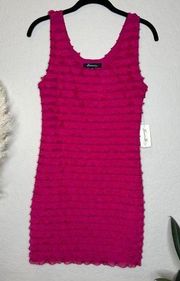 Forever 21 Hot Pink Dress Mini Skirt with Layered Ruffles, Sleeveless, size small