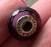 Pandora Purple Faceted Murano Glass Charm Sterling Silver Authentic