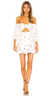 Michelle Star Multi Embroidered White Mini Dress