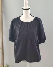 Old Navy Black Peasant Sleeve Peplum Top L