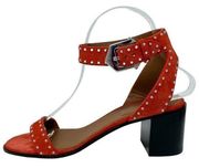 Givenchy “Elegant” Suede Studded Strap Ankle Wrap Block Heel Sandals size 38