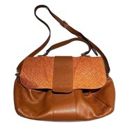 Valentina Fiore Italian Leather Cognac Messenger Slouch Bag