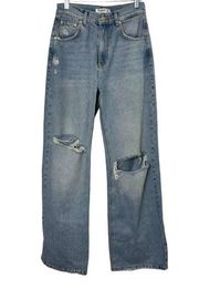 Pull&Bear Light Rinse High-Rise Distressed Baggy Jeans Women's Size 4