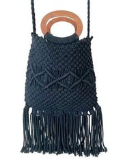 Danielle Nicole Macrame Handbag Black Fringe