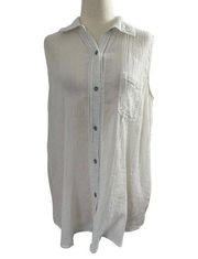 FALLS CREEK Women Size Small Button Up Shirt Collared Sleeveless Summer | 15-187