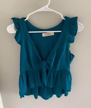 Teal Front Tie Shirt