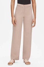 Eileen Fisher Flex Tencel Pull On High Waisted Ponte Straight Pants Beige Large