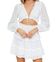 Le Lis Eyelet Cutout Mini Dress White Size Large NWT