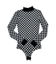 I am gia I.AM.GIA - Nightrider High Neck Checkerboard Bodysuit in Black & White