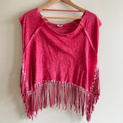 Ecote Red‎ Fringe Tie Dye Tee Shirt Tank Top Womens Size M Urban Outfitters