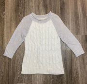 Womens White and Grey Sweater - M