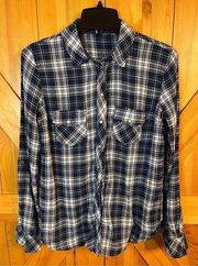 KUT from the Kloth Shirt Womens Small Plaid Flannel Pearl Snap Long Sleeve (2511