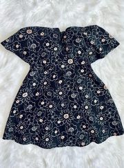 JOA Strapless Navy Blue and Floral Dress Size Medium