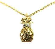 Spartina 449 Sea La Vie Pineapple Gold Tone Pendant Chain Necklace Rhinestones