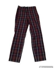 Rag & Bone Simone Skinny Pants Size 4 Red Blue Plaid Side Zip Closure High Rise