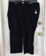 St Johns Bay Women's Straight Leg Chino Pants Black Flat Front Plus New 28WS