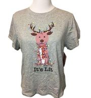 Festive Reindeer "It's Lit" Cute TShirt